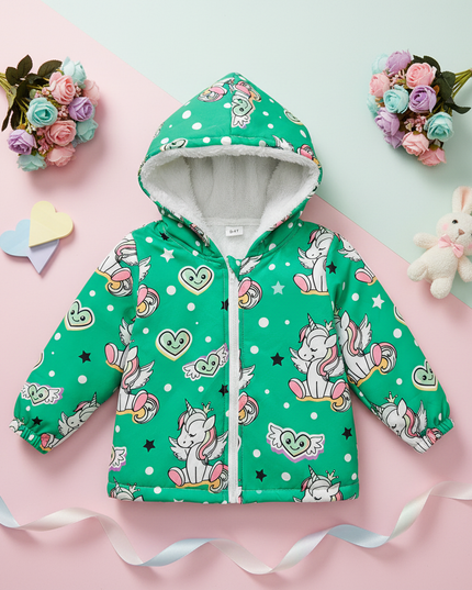 unicorn fur jacket - flat-lay