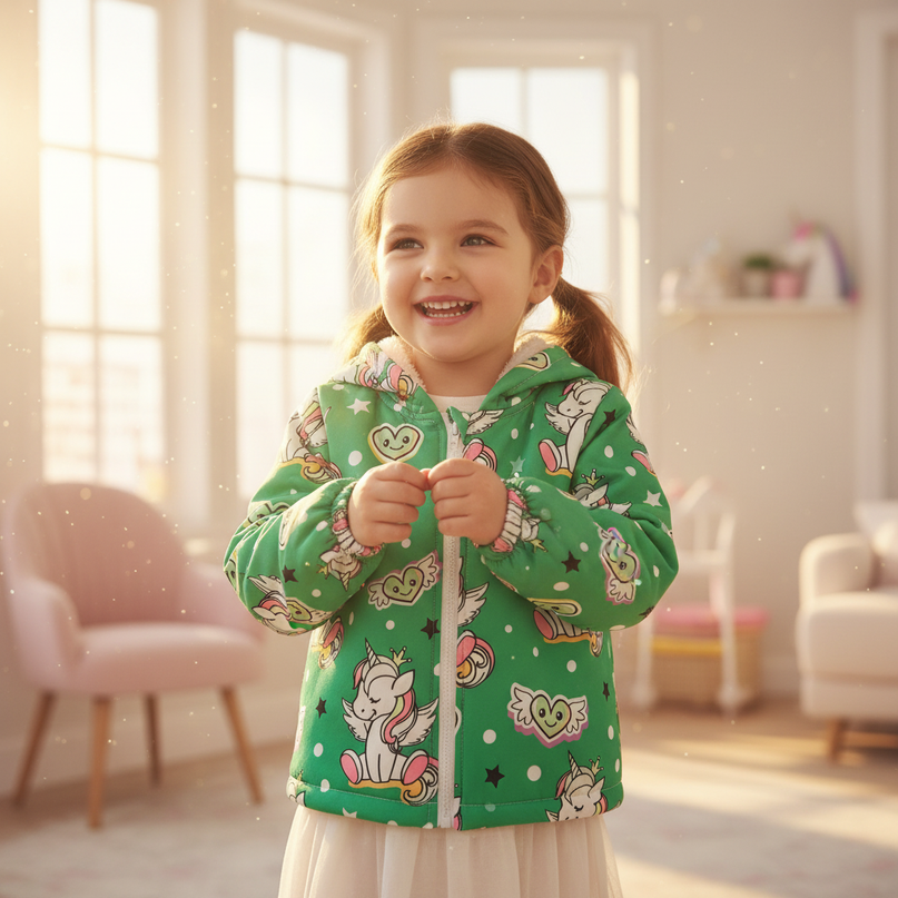 unicorn fur jacket - in-use