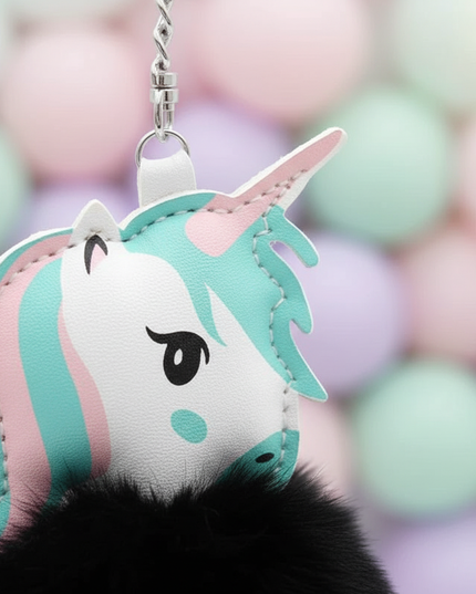 unicorn fur keychain - detail