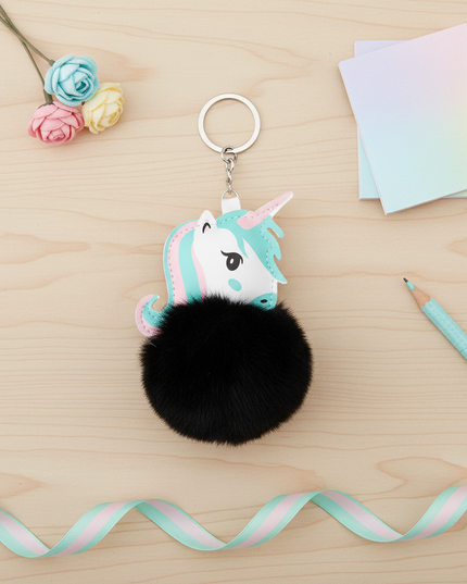 unicorn fur keychain - flat-lay