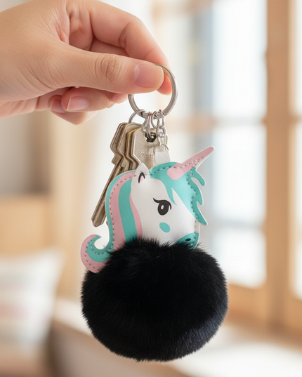 unicorn fur keychain - in-use