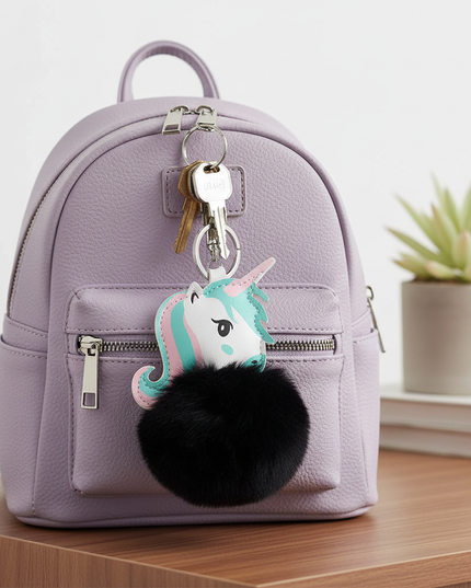 unicorn fur keychain - lifestyle