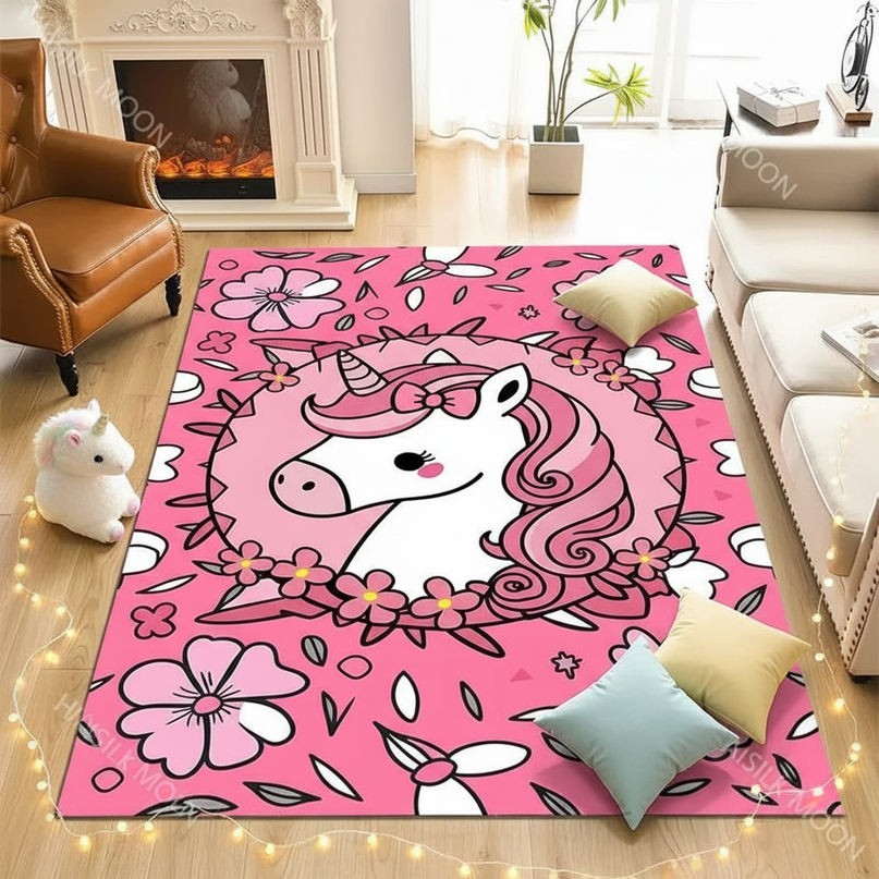 unicorn fur rug - flat-lay