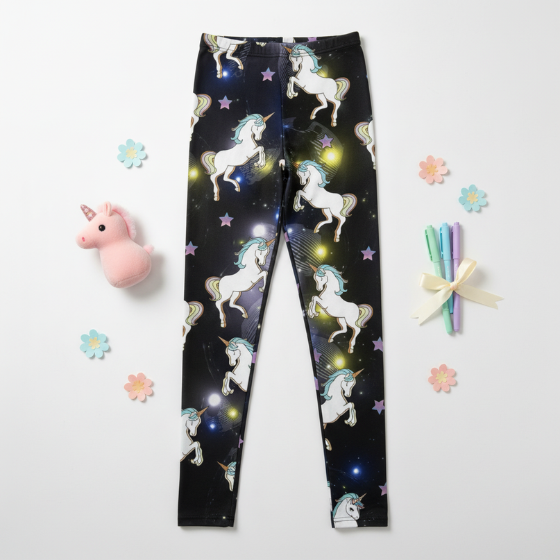 unicorn galaxy leggings - flat-lay