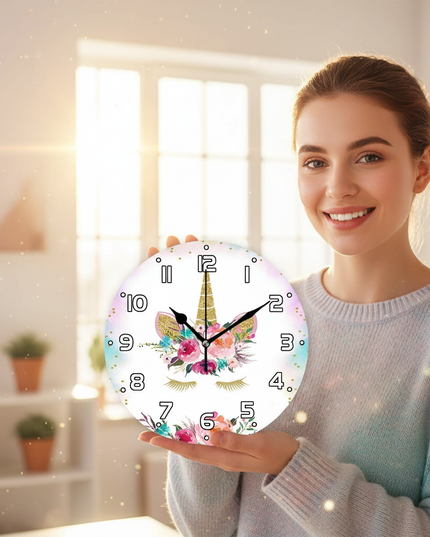 unicorn galaxy wall clock - in-use