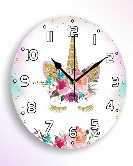 unicorn galaxy wall clock - white-bg