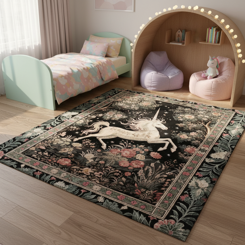 unicorn garden rug - lifestyle