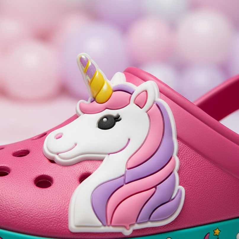 unicorn garden slippers - detail