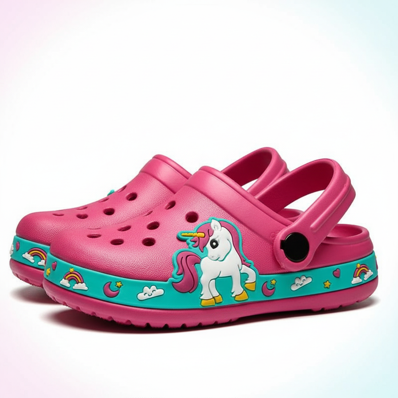 unicorn garden slippers - white-bg