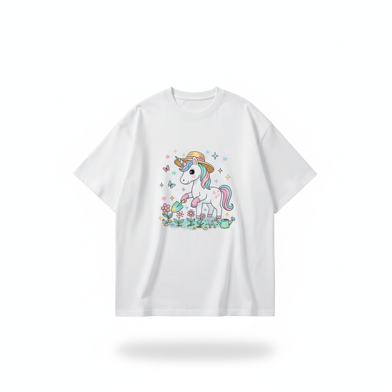 unicorn gardening shirt - white-bg