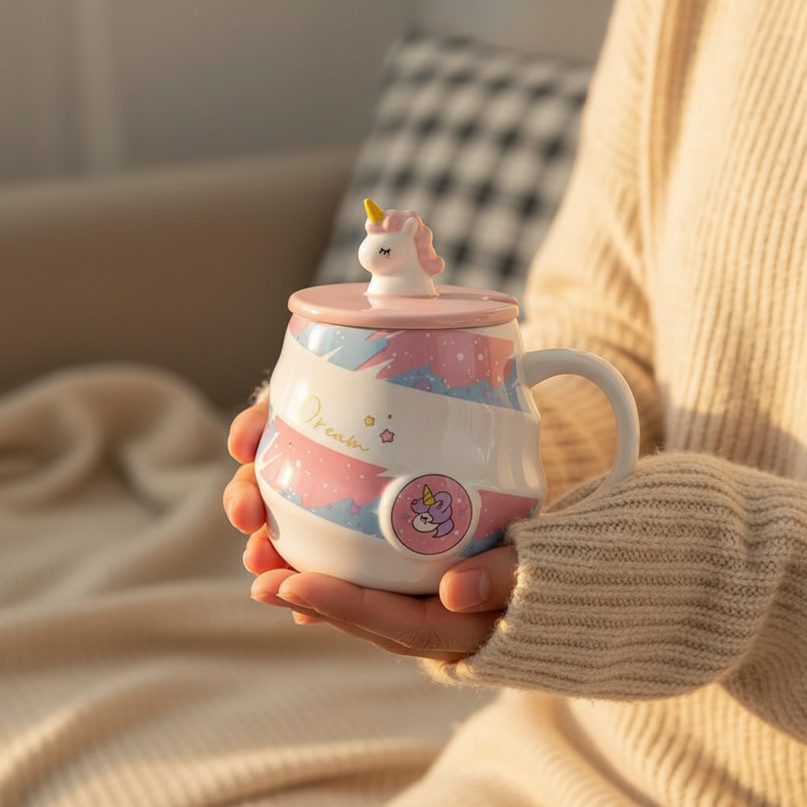 unicorn gift mug - in-use