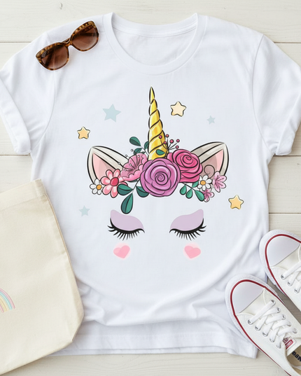 unicorn girl graphic shirt - flat-lay