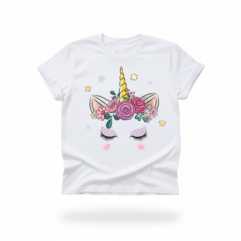 unicorn girl graphic shirt - white-bg