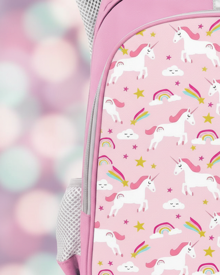unicorn girls backpack with zipper - detail