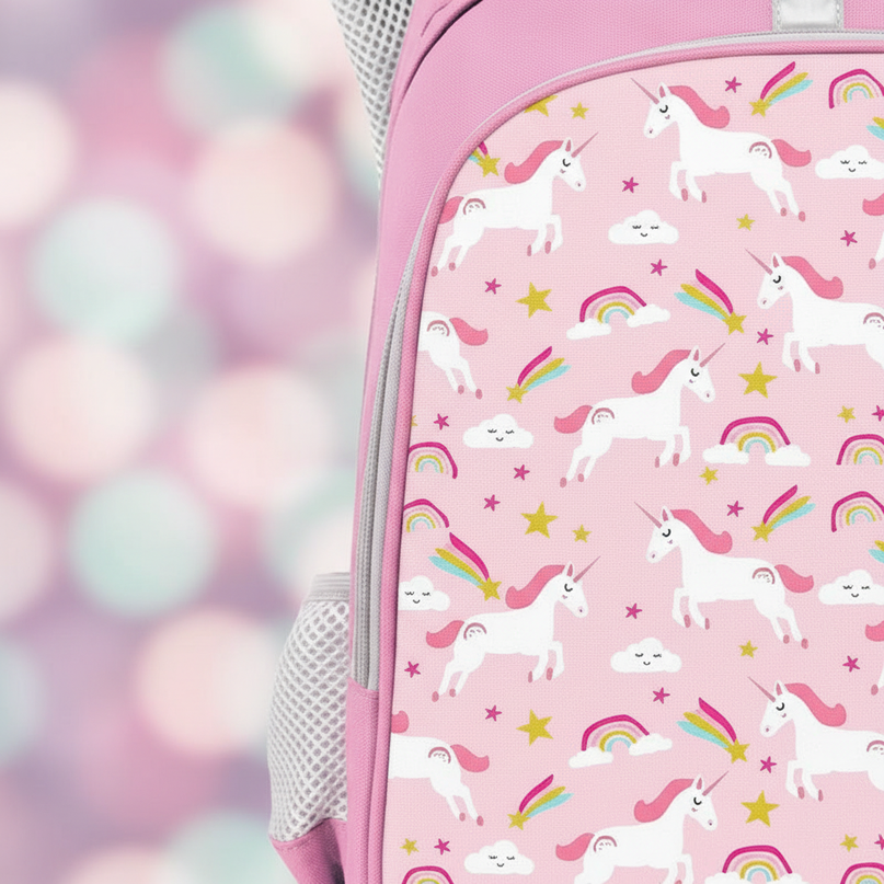 unicorn girls backpack with zipper - detail