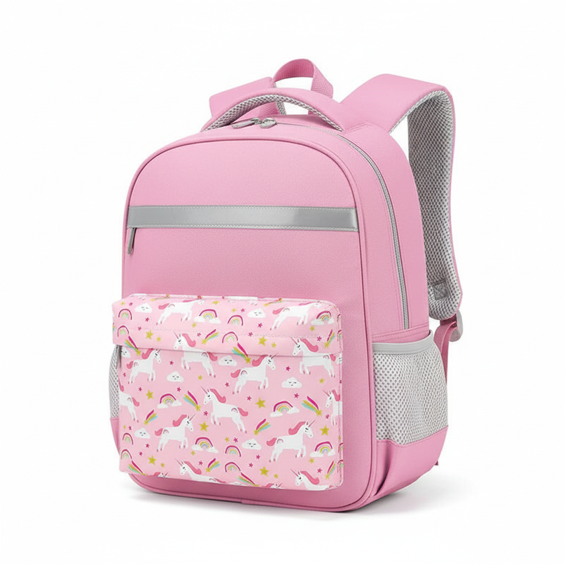 unicorn girls backpack with zipper - white-bg