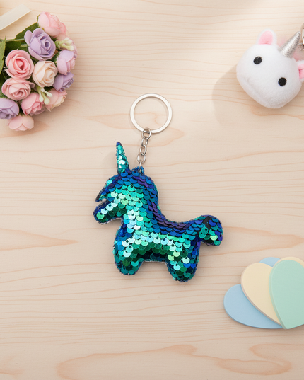 unicorn glitter keychain charm - flat-lay