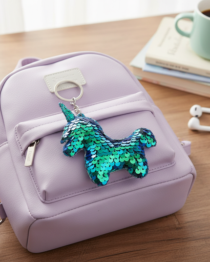 unicorn glitter keychain charm - lifestyle