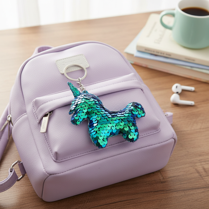unicorn glitter keychain charm - lifestyle