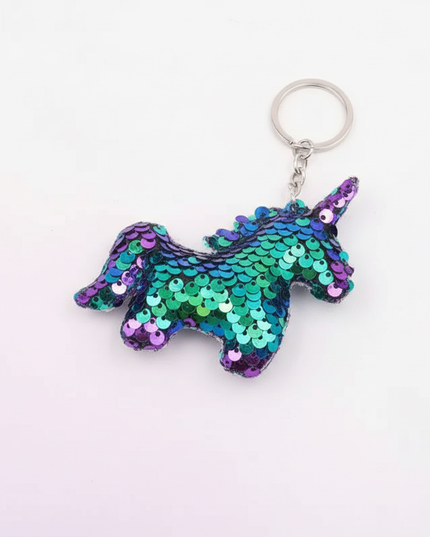 unicorn glitter keychain charm - white-bg