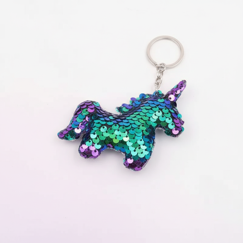 unicorn glitter keychain charm - white-bg