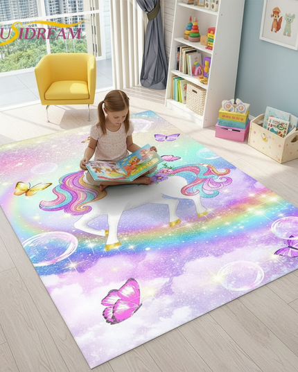 unicorn glitter rug - in-use
