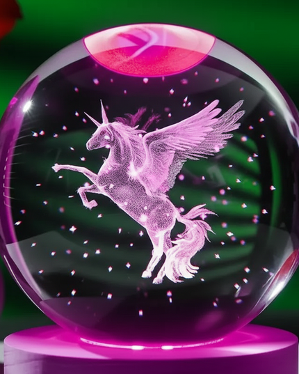 unicorn glitter snow globe - detail