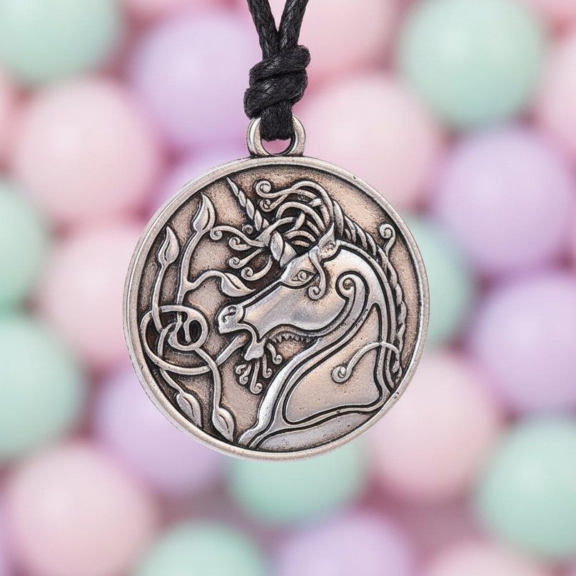 unicorn goth necklace - detail