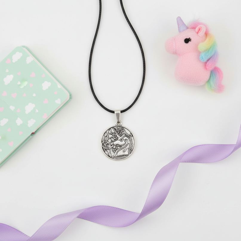 unicorn goth necklace - flat-lay