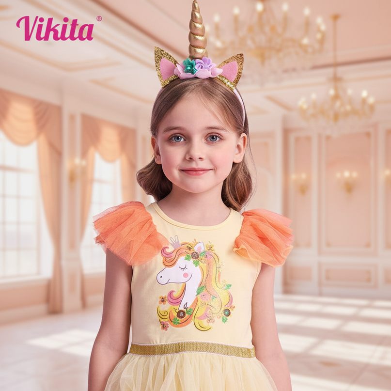 unicorn gradient flare sleeve dress - detail
