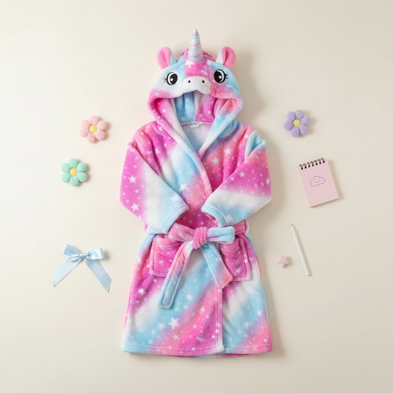 unicorn gradient robe - flat-lay