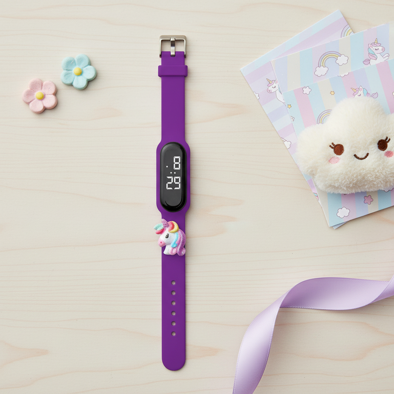 unicorn grape watch - flat-lay