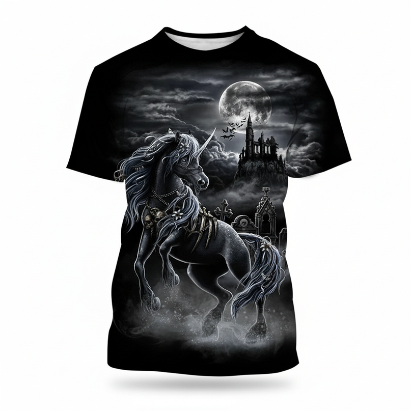 unicorn graphic art shirt - white-bg