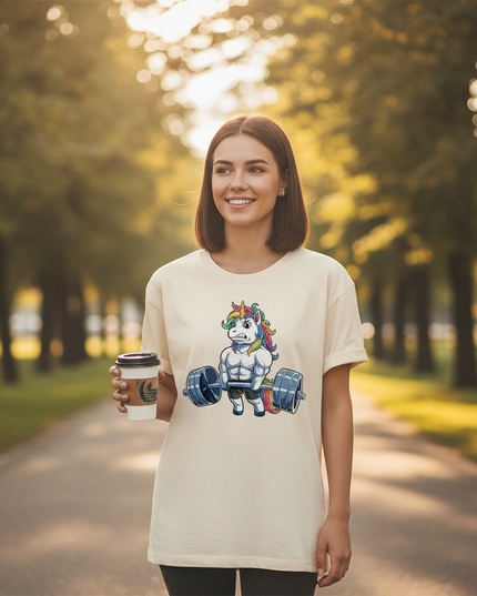 unicorn gym shirt - in-use