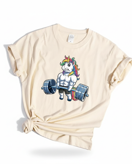 unicorn gym shirt - white-bg