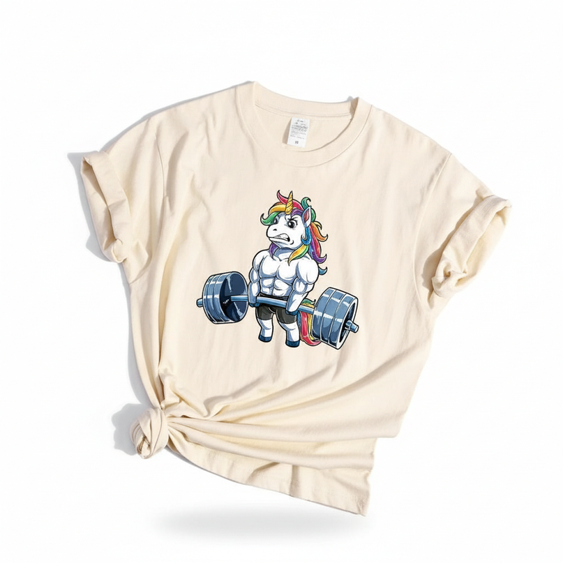 unicorn gym shirt - white-bg