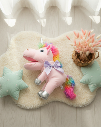 unicorn hand puppet plush - flat-lay