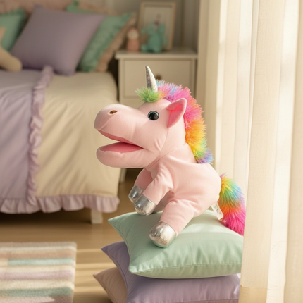 unicorn hand puppet plush - lifestyle