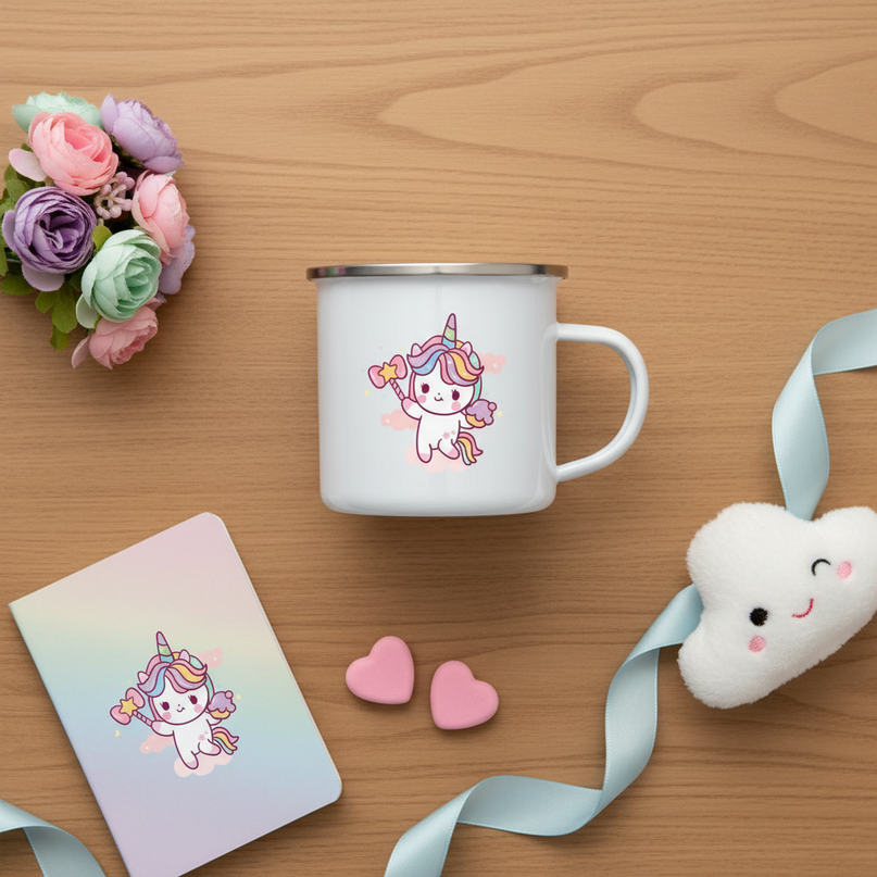 unicorn handle mug - flat-lay