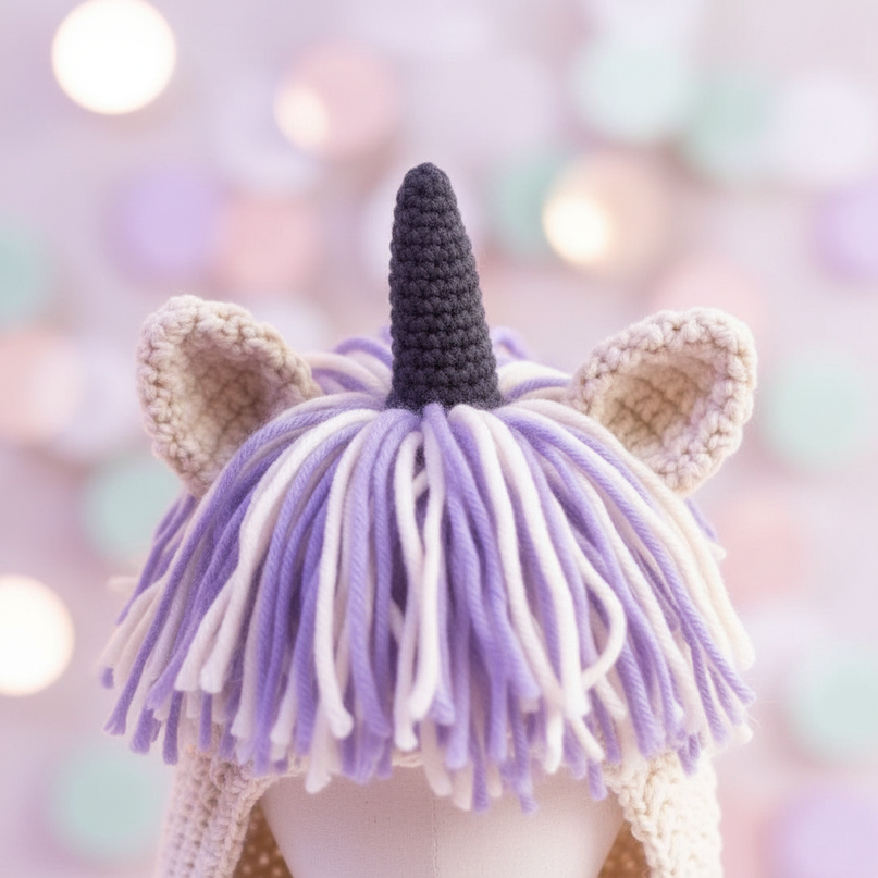 unicorn hat and scarf - detail