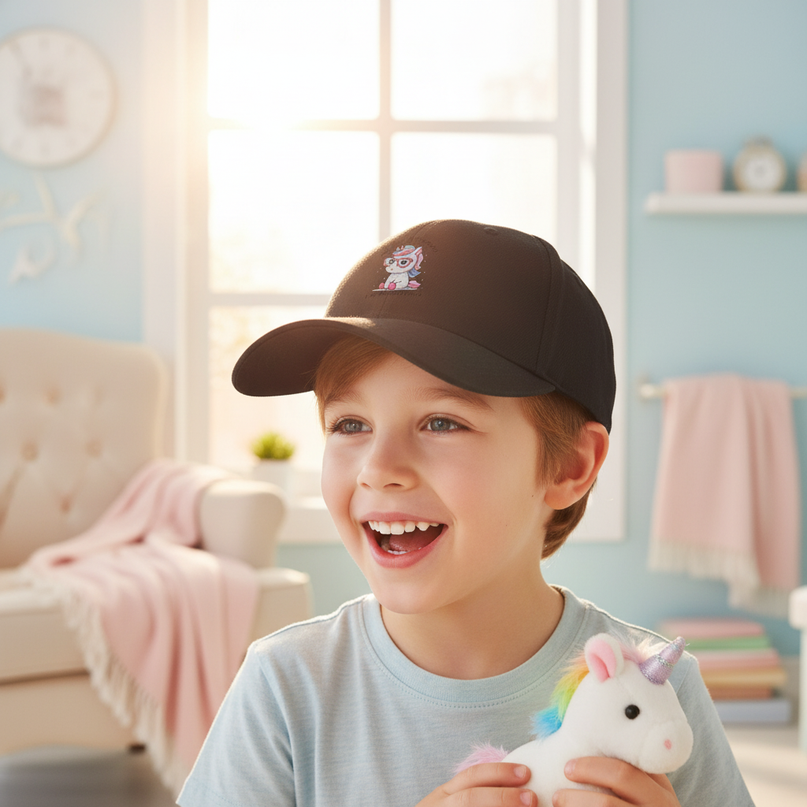 unicorn hat for boys - in-use