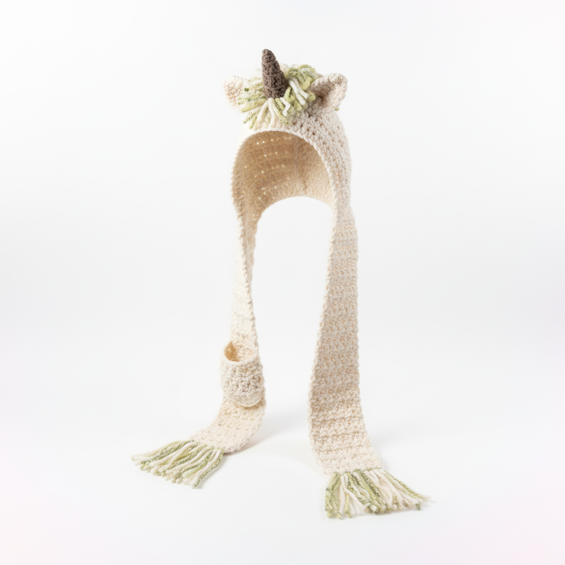 unicorn hat with mittens - white-bg