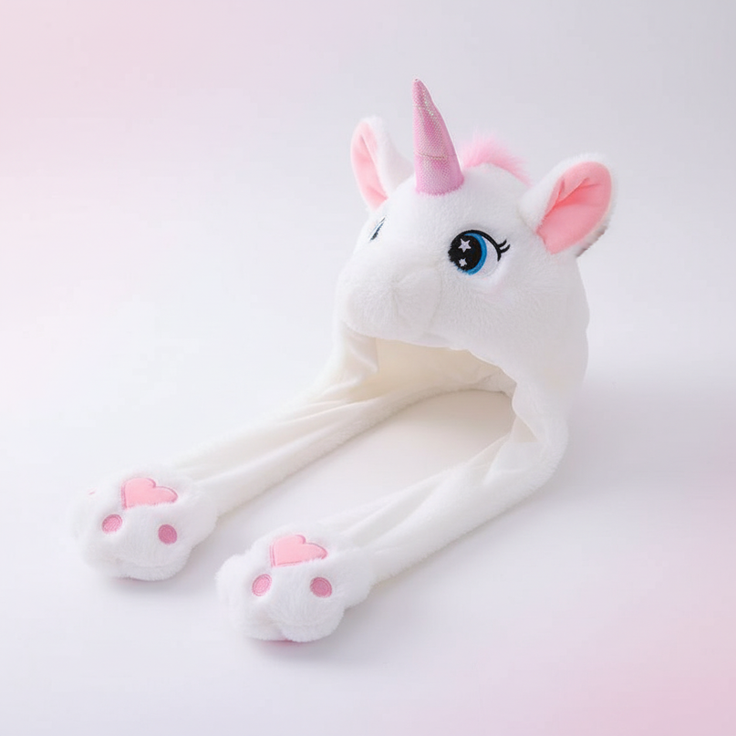 unicorn hat with moving ears - white-bg