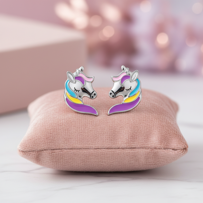 unicorn head earrings - lifestyle