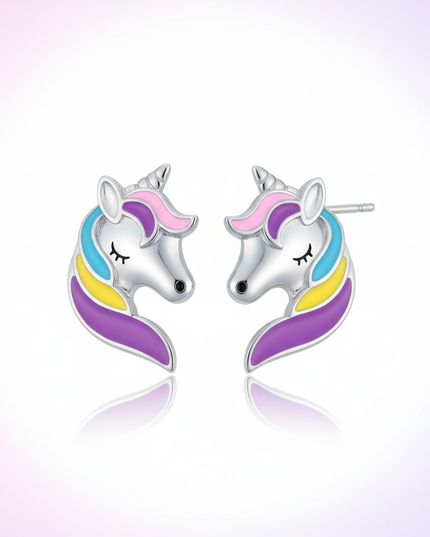 unicorn head earrings - white-bg