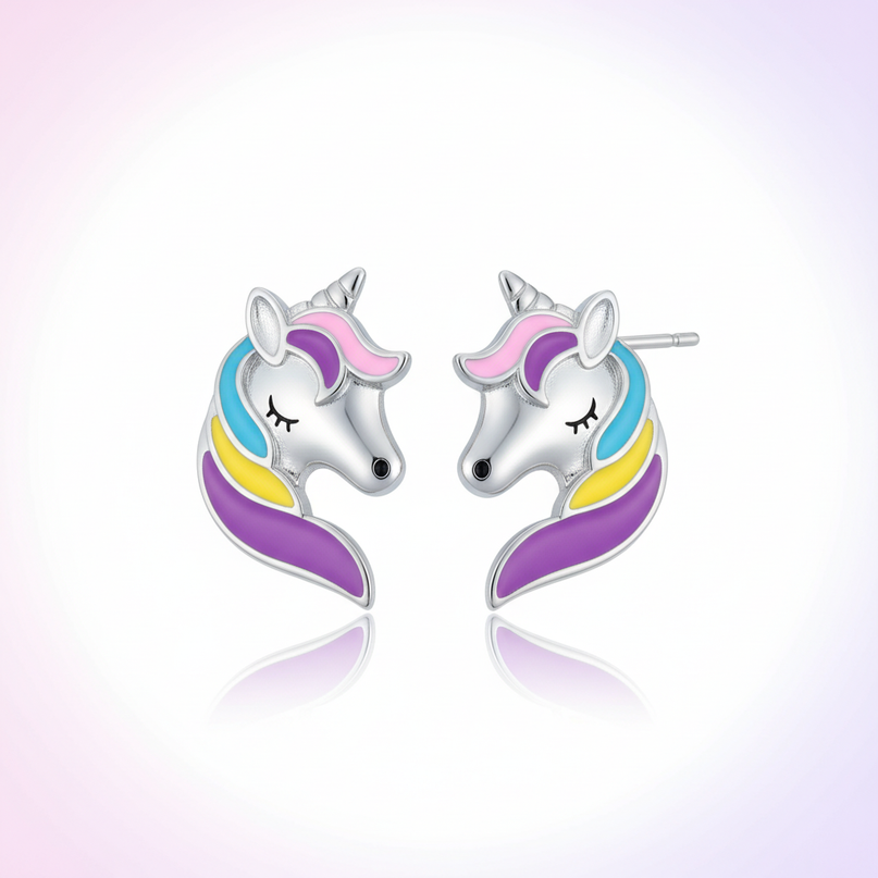 unicorn head earrings - white-bg