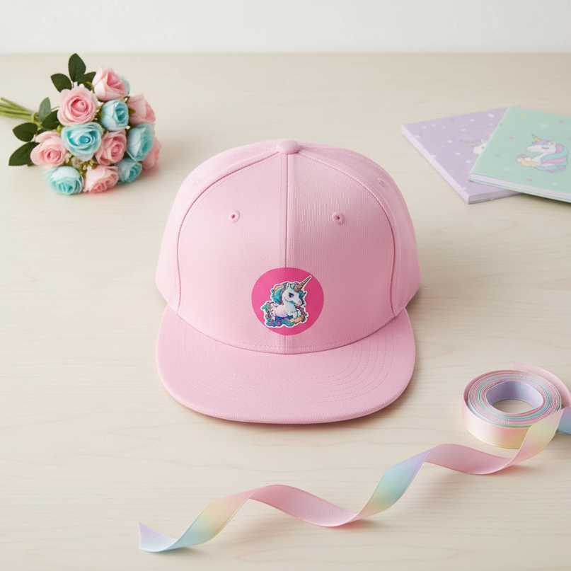 unicorn head hat - flat-lay