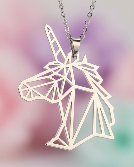 unicorn head necklace - detail