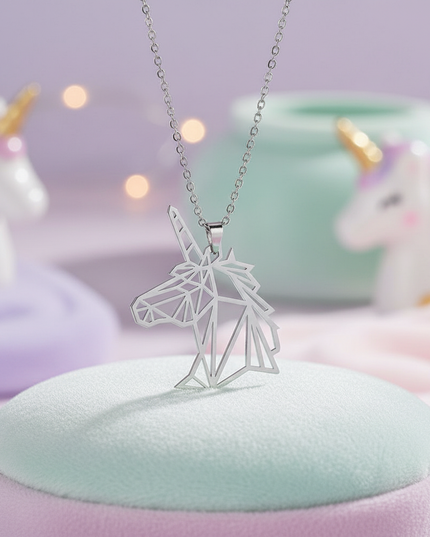 unicorn head necklace - lifestyle