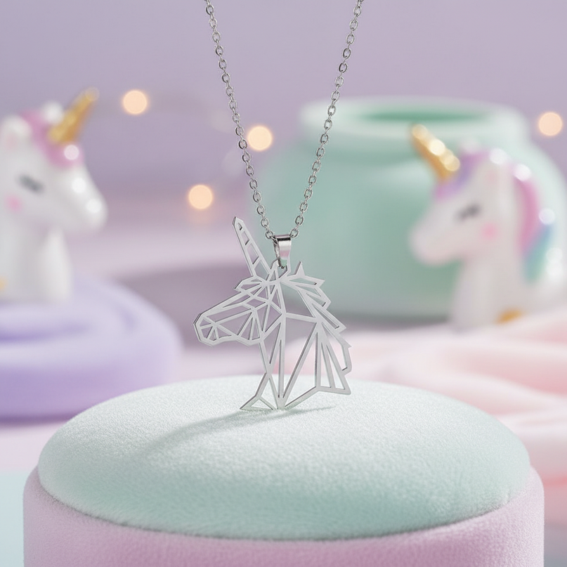 unicorn head necklace - lifestyle